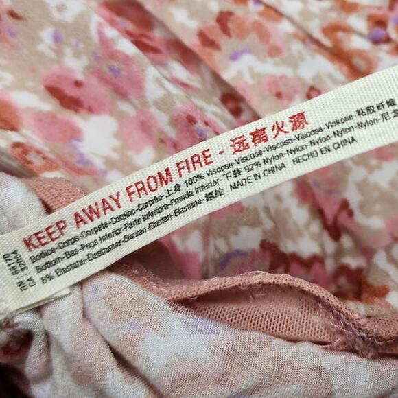 Free People Siren Song Bodysuit in Ivory Pink Floral Combo NWT - Picture 9 of 11